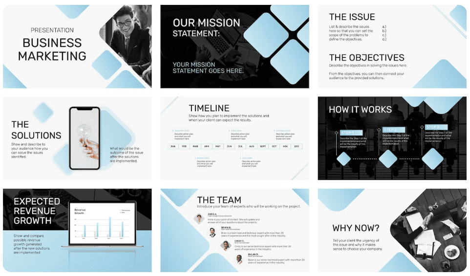 Zoho Show interface for creating and collaborating on business presentations in the cloud